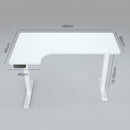 FORTIA 145W x 60D x 85D Dual-Motor 80kg Load Adjustable Sit-Stand Up L-Hand Sided Corner Desk - White/White Frame-2
