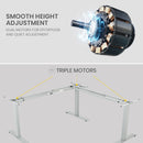 FORTIA 173W x 173W x 75D 3-Motor 120kg Load Adjustable Electric Sit to Stand Up Corner Desk - White/Silver Frame-6