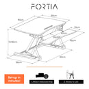 FORTIA Desk Riser 90cm Wide Adjustable Sit to Stand, for Dual Monitor, Keyboard, Laptop, White-2