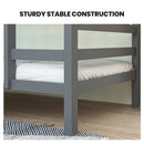 KINGSTON SLUMBER Single Bunk Bed Frame, Solid Pine 2-in-1 Modular Design, Converts to 2 Single Beds, For Kids, Grey-3