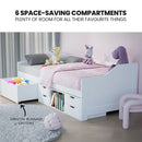 Kingston Slumber Wooden Single Sofa Bed Frame with Storage Drawers - White-7