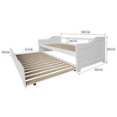 KINGSTON SLUMBER Wooden Single Sofa Bed Frame with Trundle Underbed - White-2