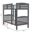 Kingston Slumber Single Bunk Bed Frame Solid Pine Wood Timber, Modular Design, Grey-10