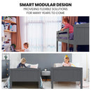 KINGSTON SLUMBER Single Bunk Bed Frame, Solid Pine 2-in-1 Modular Design Convert to 2 Single Beds, Grey-9