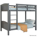 KINGSTON SLUMBER Single Bunk Bed Frame, Solid Pine 2-in-1 Modular Design Convert to 2 Single Beds, Grey-1