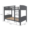 KINGSTON SLUMBER Single Bunk Bed Frame, Solid Pine 2-in-1 Modular Design Convert to 2 Single Beds, Grey-10