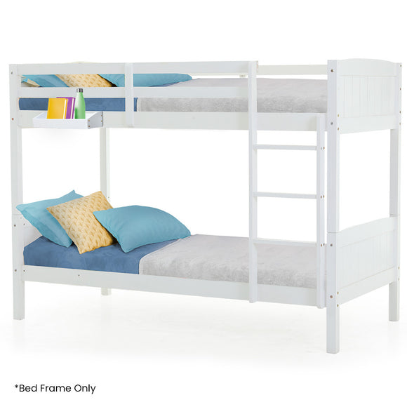 Kingston Slumber Single Bunk Bed Frame Solid Pine Wood Timber, Modular Design, White