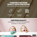 Kingston Slumber Wooden Kids Single Loft Bed Frame - Hiding Space Underneath with Interchangeable Pink and Blue Curtains-4