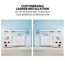 KINGSTON SLUMBER Wooden Kids Single Loft Bed Frame with Pull Out Desk, Storage Drawers, Cabinet - White-9