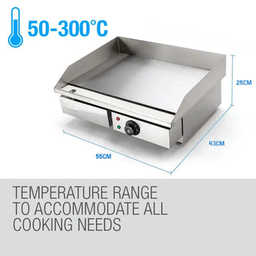 THERMOMATE Electric Griddle Grill BBQ Hot Plate Commercial Stainless Steel - 0
