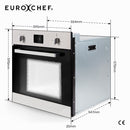 EuroChef 80L Oven Fan Forced Wall Built in Electric Stainless Steel-14