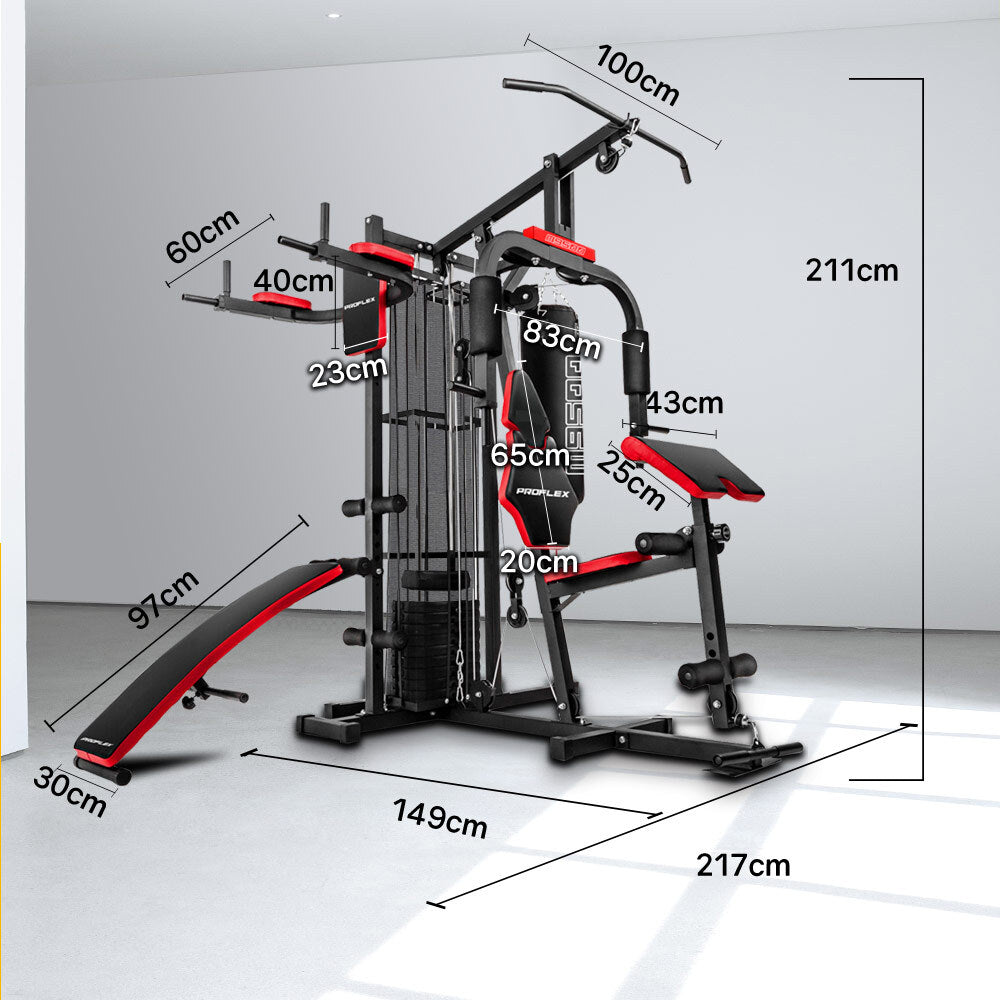 PROFLEX Home Gym Exercise Machine Fitness Equipment Weight Bench Press Set 100lbs - 0