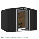PlantCraft Galvanised Steel Garden Shed 2.58 x 2.07 x 2.02m, with 2 Sliding Doors, 4 Air Vents, Gable Roof, Floor Frame-1