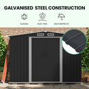 PlantCraft Galvanised Steel Garden Shed 2.58 x 2.07 x 2.02m, with 2 Sliding Doors, 4 Air Vents, Gable Roof, Floor Frame-3