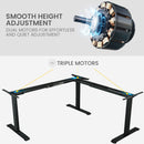 FORTIA Corner Standing Desk, 1730W x 1730W x 750D, 3 Motors, 120kg Load, Sit to Stand Up Electric Height Adjustable, Black/Black Frame-6