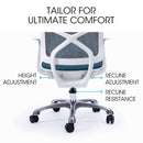 FORTIA Ergonomic Office Desk Chair, Coolmesh Fabric, Adjustable Recline, Blue Mesh/White Frame-7