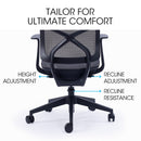 FORTIA Ergonomic Office Desk Chair, Coolmesh Fabric, Adjustable Recline, Dark Grey Mesh/Black Frame-7