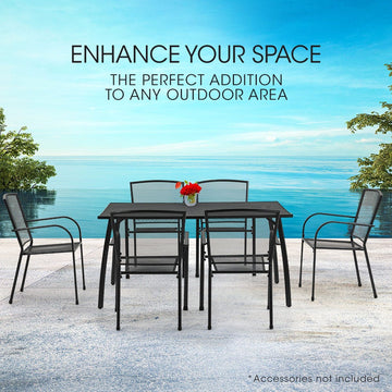 FORTIA 7pc Outdoor Dining Furniture Setting, Table and Chairs Set for outside with E-coating - 0