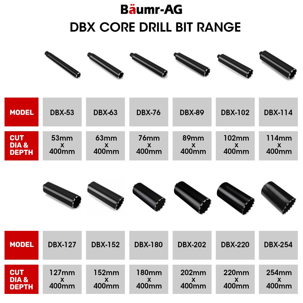 Baumr-AG Diamond Core Drill Bit 53mm Concrete Wet Dry Tile Stone Brick Marble
