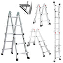 Bullet 2.9m Folding Aluminium Multipurpose Ladder, w/ Workshelf Platform, Spring Assisted Rapid Safety Lock Adjusters-1