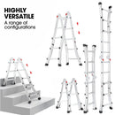 Bullet 2.9m Folding Aluminium Multipurpose Ladder, w/ Workshelf Platform, Spring Assisted Rapid Safety Lock Adjusters-4