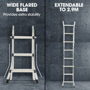 Bullet 2.9m Folding Aluminium Multipurpose Ladder, w/ Workshelf Platform, Spring Assisted Rapid Safety Lock Adjusters-6