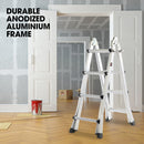 Bullet 4m Folding Aluminium Multipurpose Ladder, w/ Workshelf Platform, Spring Assisted Rapid Safety Lock Adjusters-3