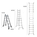 Bullet 5.1m Folding Aluminium Multipurpose Ladder, w/ Workshelf Platform, Spring Assisted Rapid Safety Lock Adjusters-2
