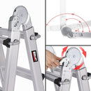 Bullet 5.1m Folding Aluminium Multipurpose Ladder, w/ Workshelf Platform, Spring Assisted Rapid Safety Lock Adjusters-7