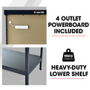 BAUMR-AG Steel Garage Workbench with LED Lights Pegboard Tool Storage Work Bench Workshop Table-7