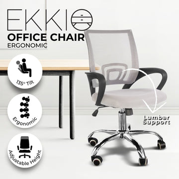 EKKIO Ergonomic Office Chair with Breathable Mesh Design and Lumbar Back Support (Grey) - 0