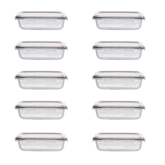 GOMINIMO 10 Pack Rectangular Airtight Food Storage Container Set (Transparent and Black)