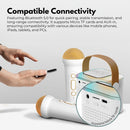 GOMINIMO Portable Bluetooth Karaoke Speaker with 2 Wireless Microphones and Lights (Beige)-6