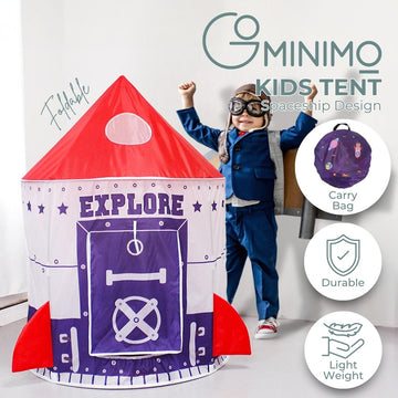 GOMINIMO Kids spaceship Tent (Purple and Red) - 0