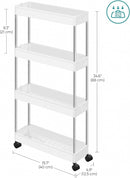 SONGMICS 4-Tier Slide Out Slim Rolling Storage Cart White-4