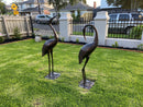 2 Piece Crane Couple Metal Statue Set-1