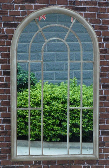 Large Garden Arched Window Mirror - 0