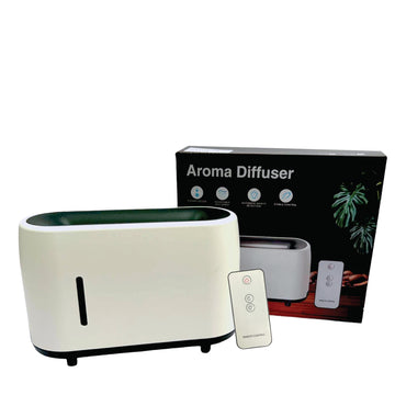 Essential Oil Aroma Diffuser and Remote - White 240ml Flame Fire Style Air Humidifier - 0