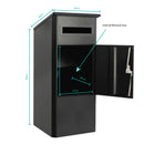 Parcel Delivery Drop Box Mailbox - Secure Home Package Locker 38x38x90cm Black-4