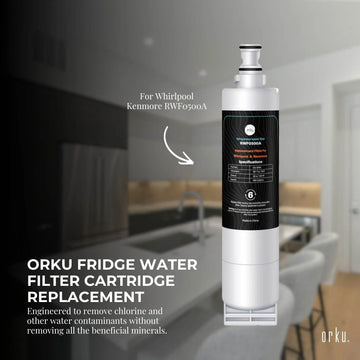 Orku Fridge Water Filter Cartridge Replacement for Whirlpool Kenmore RWF0500A - 0