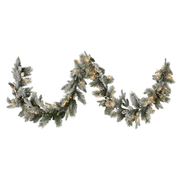 Christabelle 2.7m Christmas Garland Snowy with LED Lights Stamford Spruce Tree Decoration Ornament