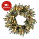 Christabelle 61cm Christmas Wreath Snowy Stamford Spruce with Coloured LED Lights Front Door Decoration Ornament-3