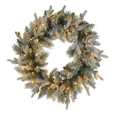 Christabelle 76cm Christmas Wreath Snowy Stamford Spruce with LED Lights Front Door Decoration Ornament-1