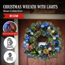 Swishmas 61cm Blue Collection Multicolour Pre-Lit Christmas Wreath-4