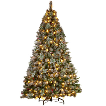 Christabelle Snowy Crown Pine 2.3m Multicolour Pre-Lit Christmas Tree with 1453 Tips - 0