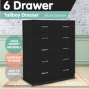 Sarantino Tallboy Dresser 6 Chest Of Drawers Table Cabinet Bedroom Storage Black-5