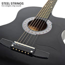 Karrera 38in Pro Cutaway Acoustic Guitar with Carry Bag - Black-7