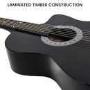 Karrera 38in Pro Cutaway Acoustic Guitar with Carry Bag - Black-9