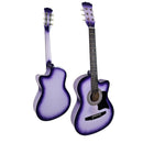 Karrera 38in Cutaway Acoustic Guitar with guitar bag - Purple Burst-5