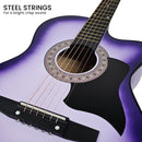 Karrera 38in Cutaway Acoustic Guitar with guitar bag - Purple Burst-7